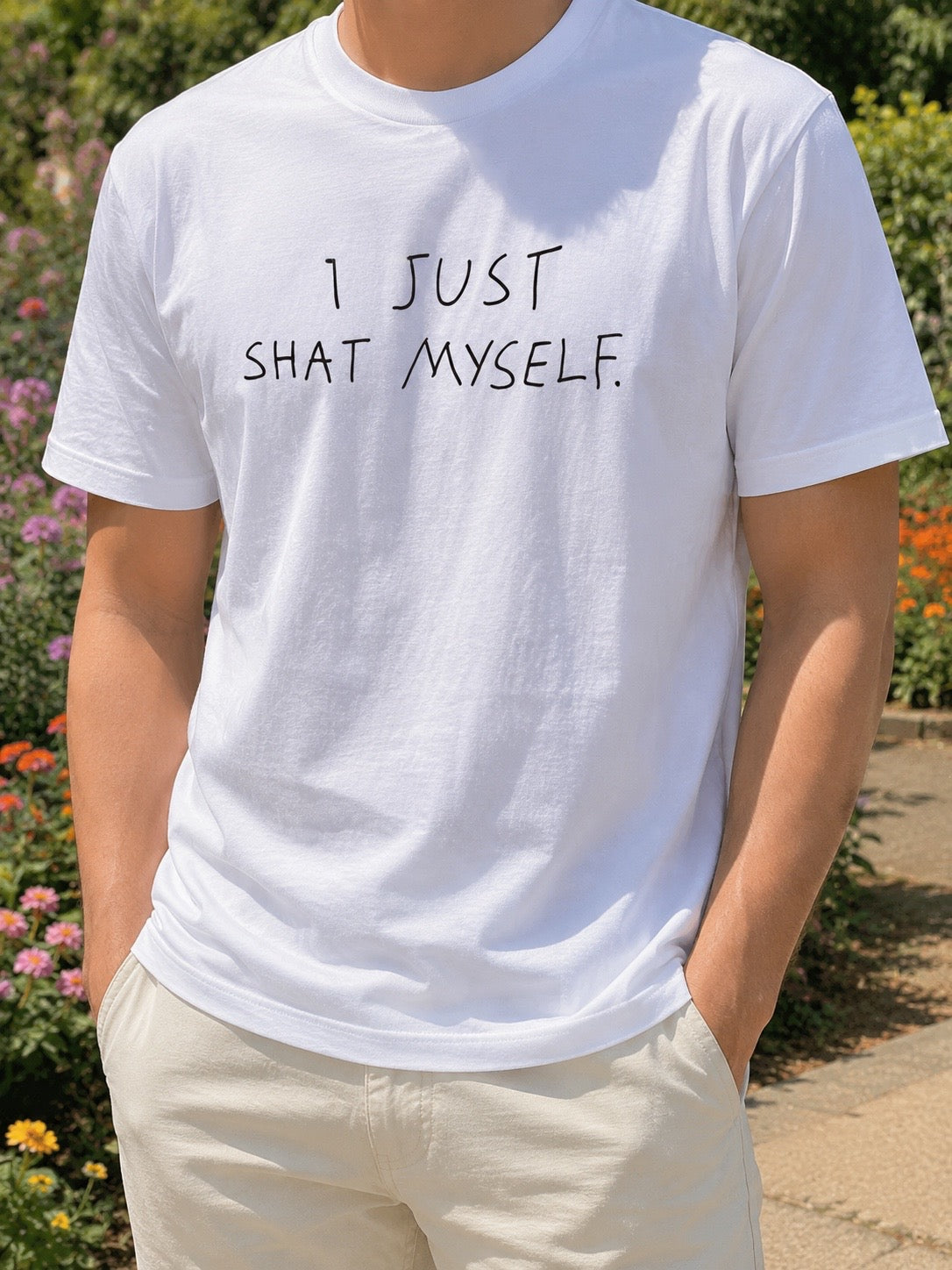 Unisex White Graphic Adult Humour Top (Small)