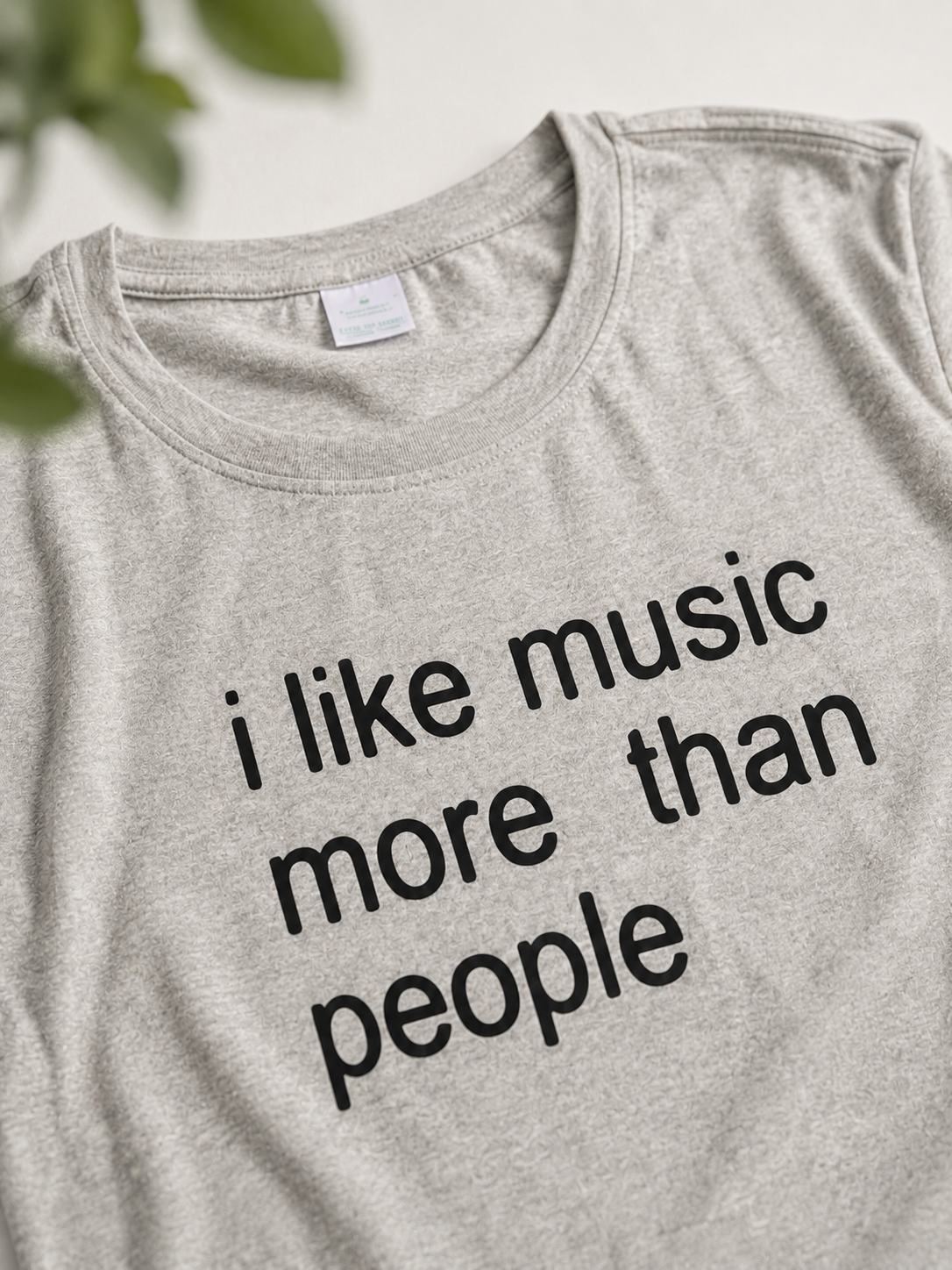 Women's Grey 'I Like Music More Than People' Graphic Crop Top (Small)