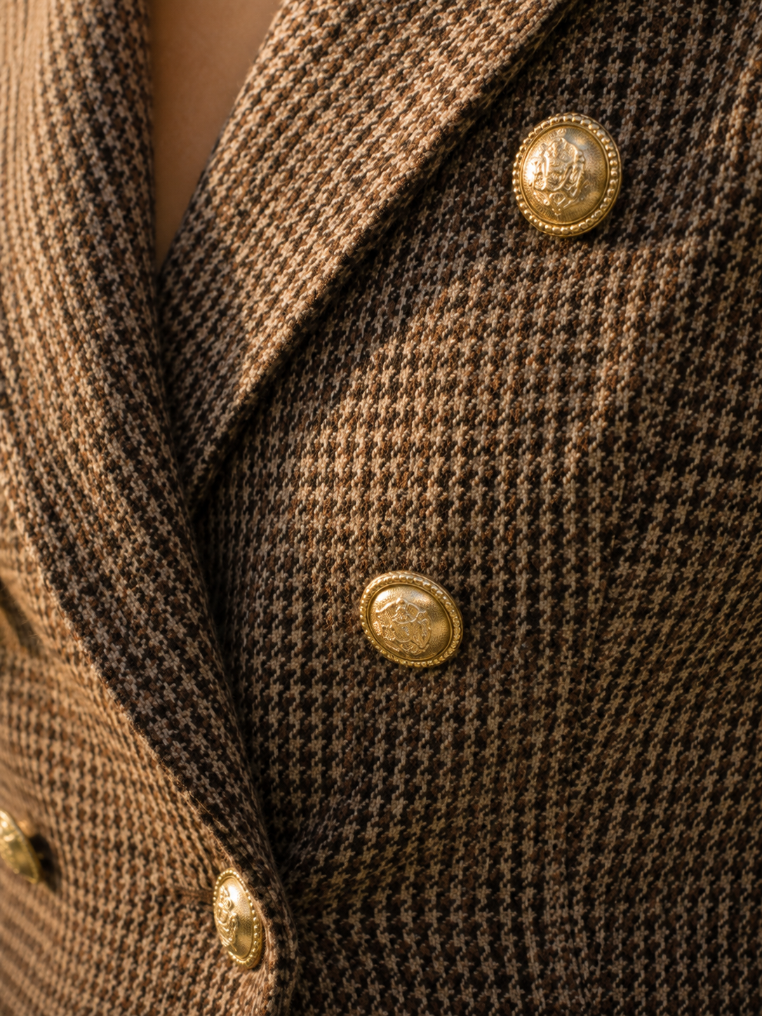 Women's Coffee Coloured Tweed Button-Up Jacket
