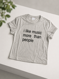 Women's Grey 'I Like Music More Than People' Graphic Crop Top (Small)